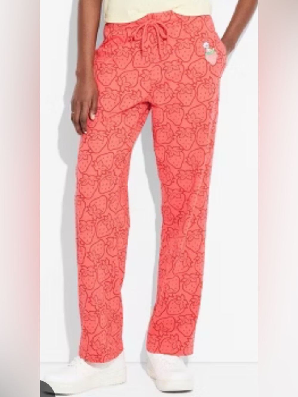 Strawberry Shortcake Print Loungwear Girlhoodcore 80s Pajama Lounge Pants Red M